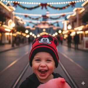 Disney Mickey Mouse Youth Beanie Hat Black Red Knit Winter Cap Souvenir Holiday